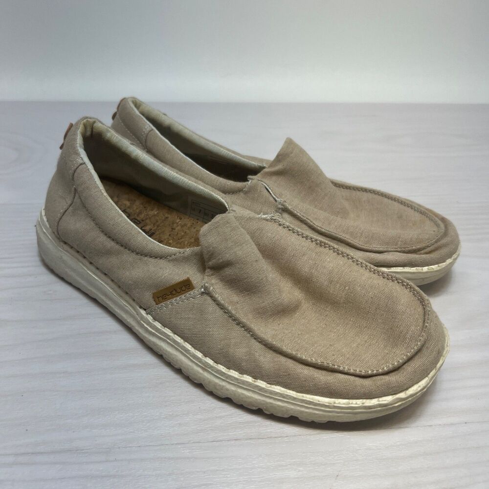Hey Dude Misty Shoes Women's Size 7 Chambray Beige Slip On Loafer Casual Comfort